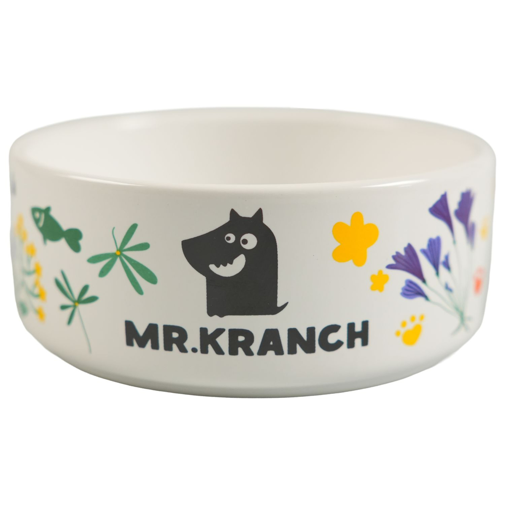 Миска для собак MR.KRANCH Цветы Прованса керамическая, васильковая 420мл