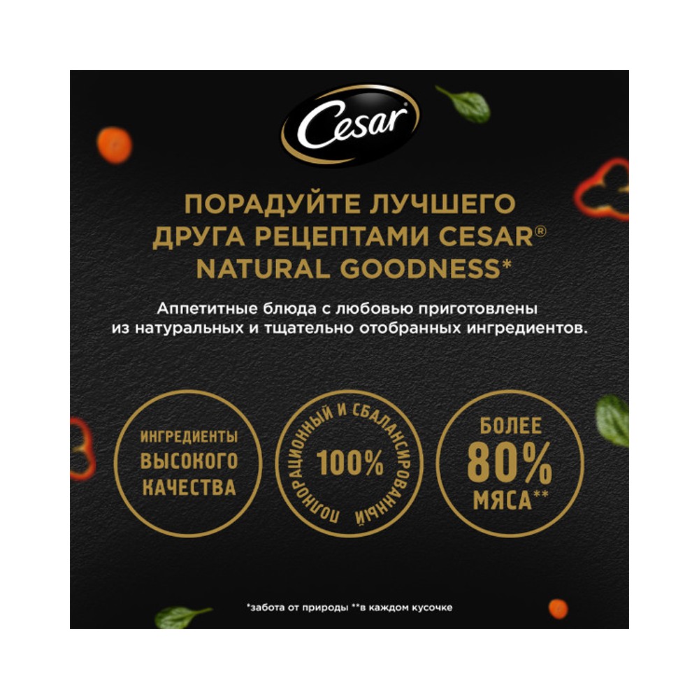 Корм для собак CESAR говядина с паприкой и шпинатом в соусе пауч