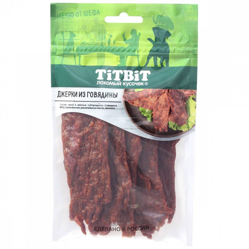 Лакомство для собак TITBIT Джерки мясные из говядины Меню от Шефа
