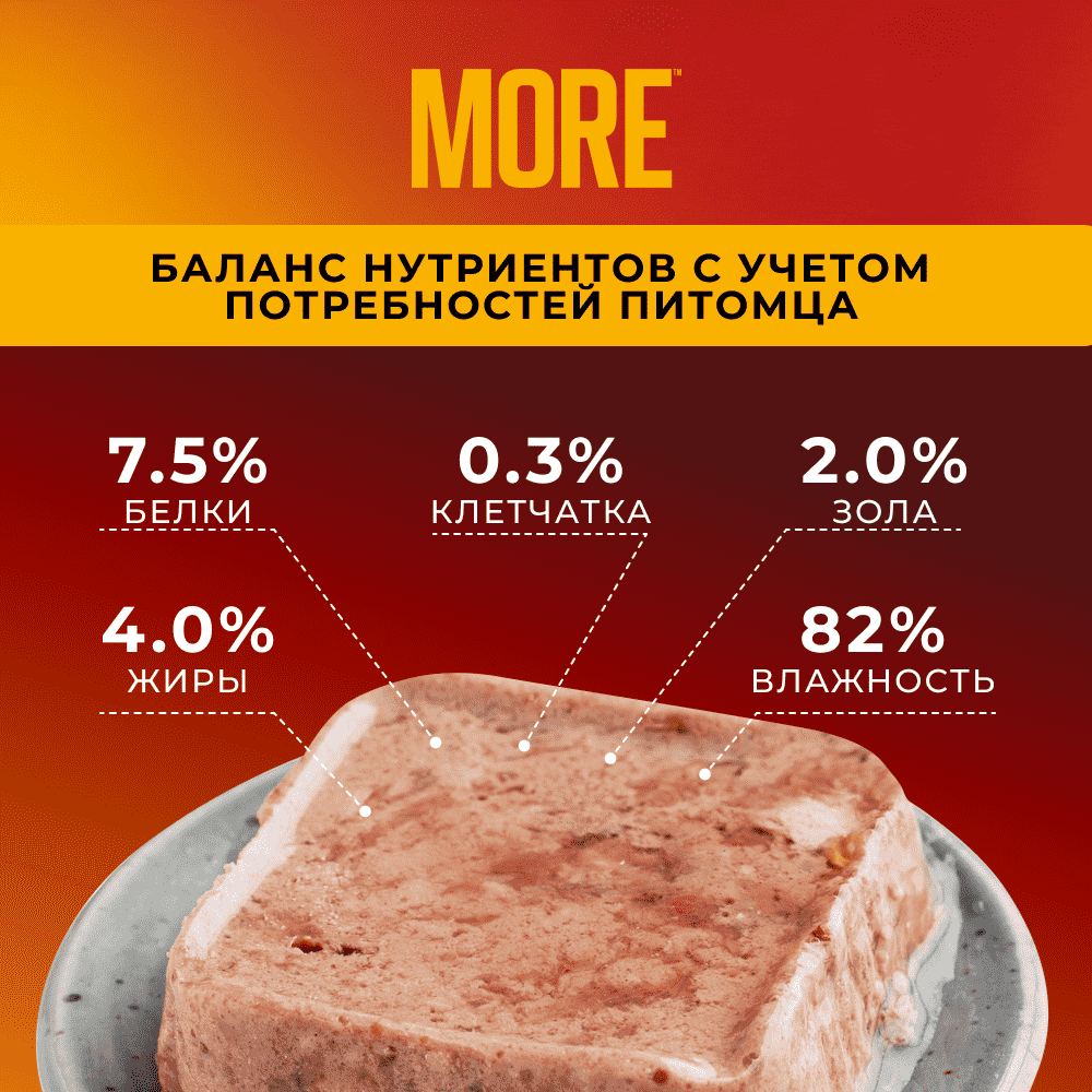 Корм для кошек MORE Delicate Nature паштет с говядиной и томатами ламист.
