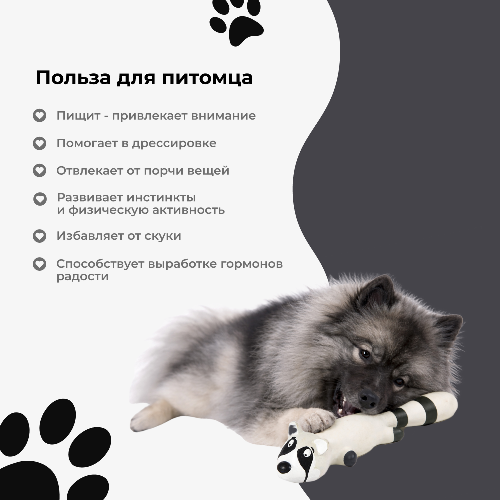 Игрушка для собак FOXIE Енот с пищалкой 25см латекс