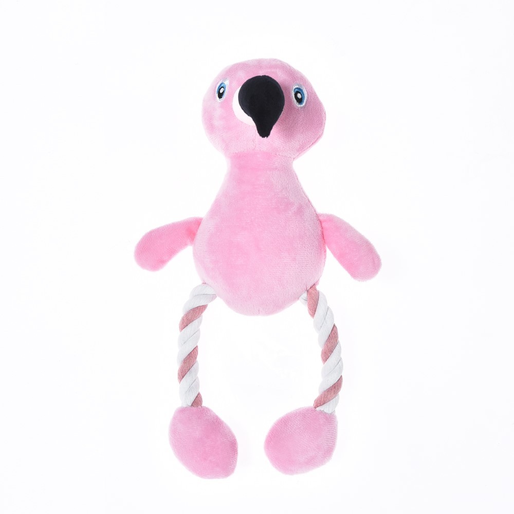 Игрушка для собак FOXIE Pink flamingo с веревочными ногами 35x20см