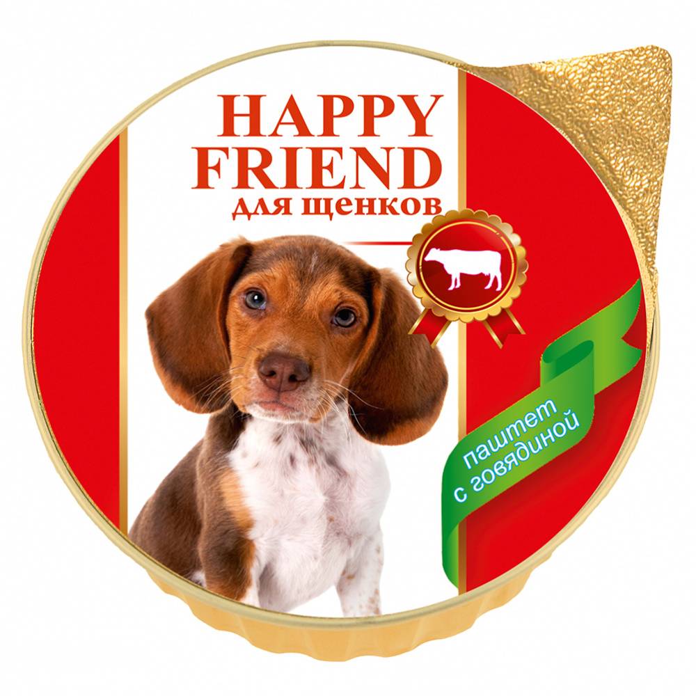 Корм для щенков HAPPY FRIEND Паштет с говядиной банка