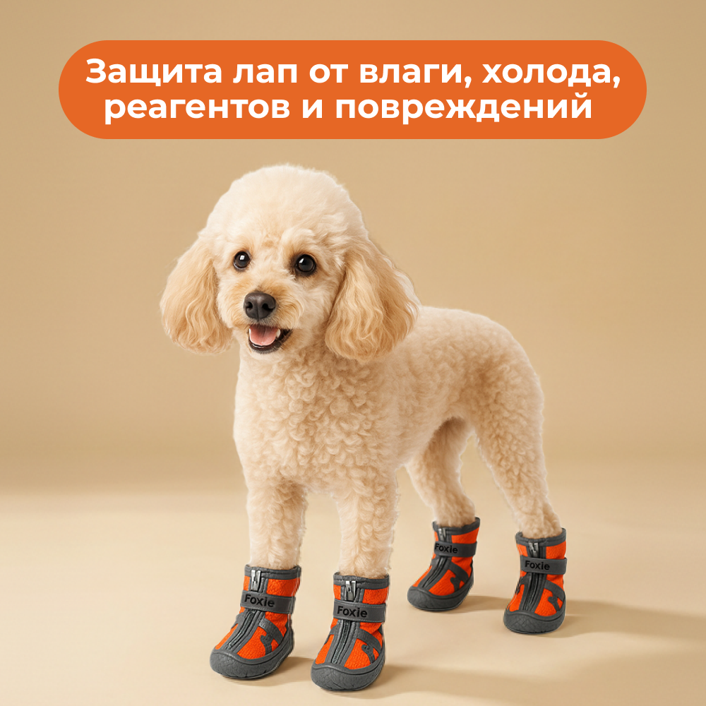 Ботинки для собак FOXIE Electro XL 5,3х4,8см оранжевые