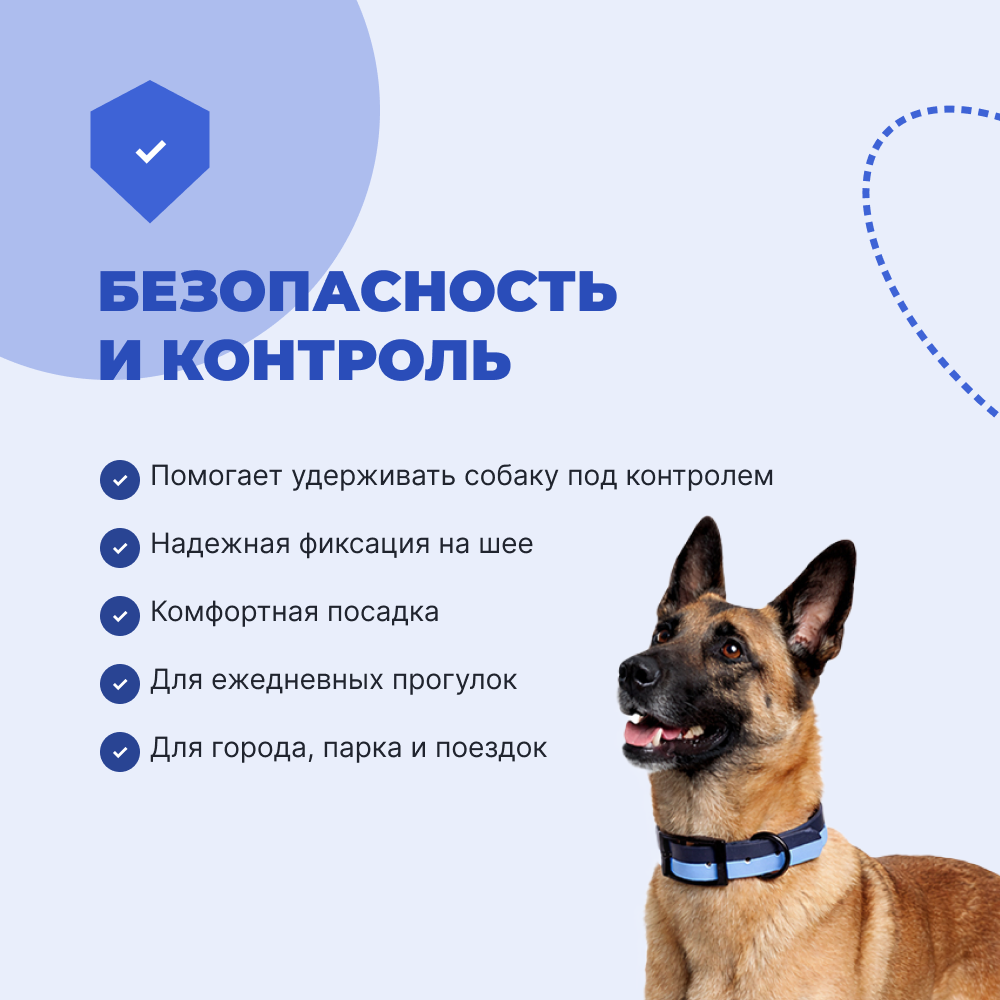 Ошейник для собак FOXIE Double color из биотана L 2,5х40-55см синий