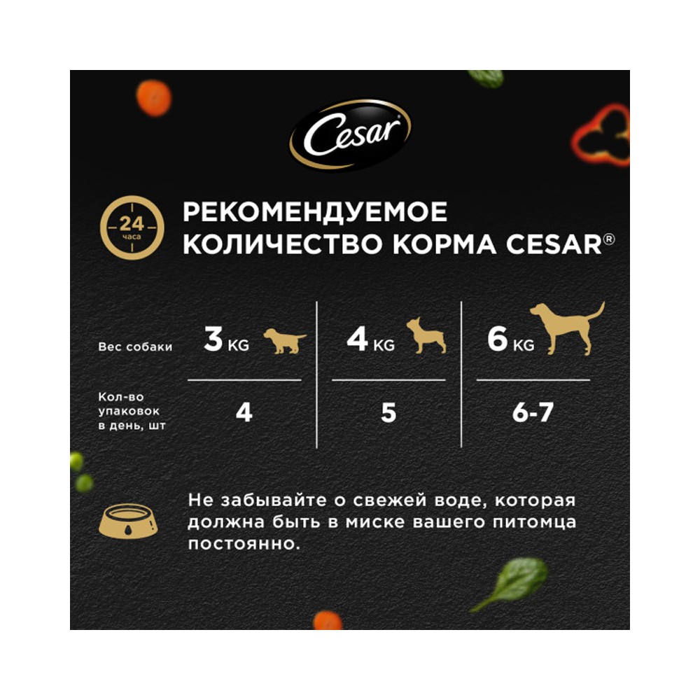 Корм для собак CESAR говядина с паприкой и шпинатом в соусе пауч