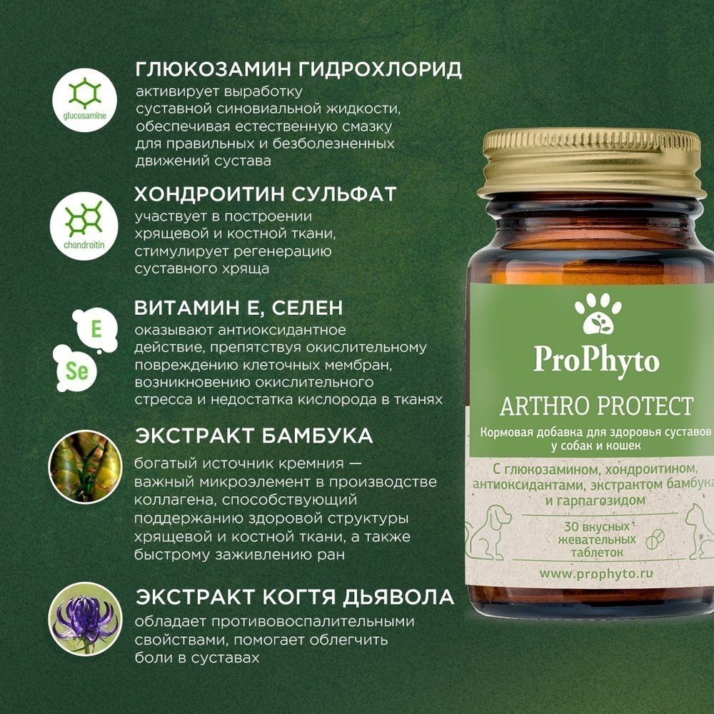 Витамины для кошек и собак PROPHYTO Артро Защита, 30таб