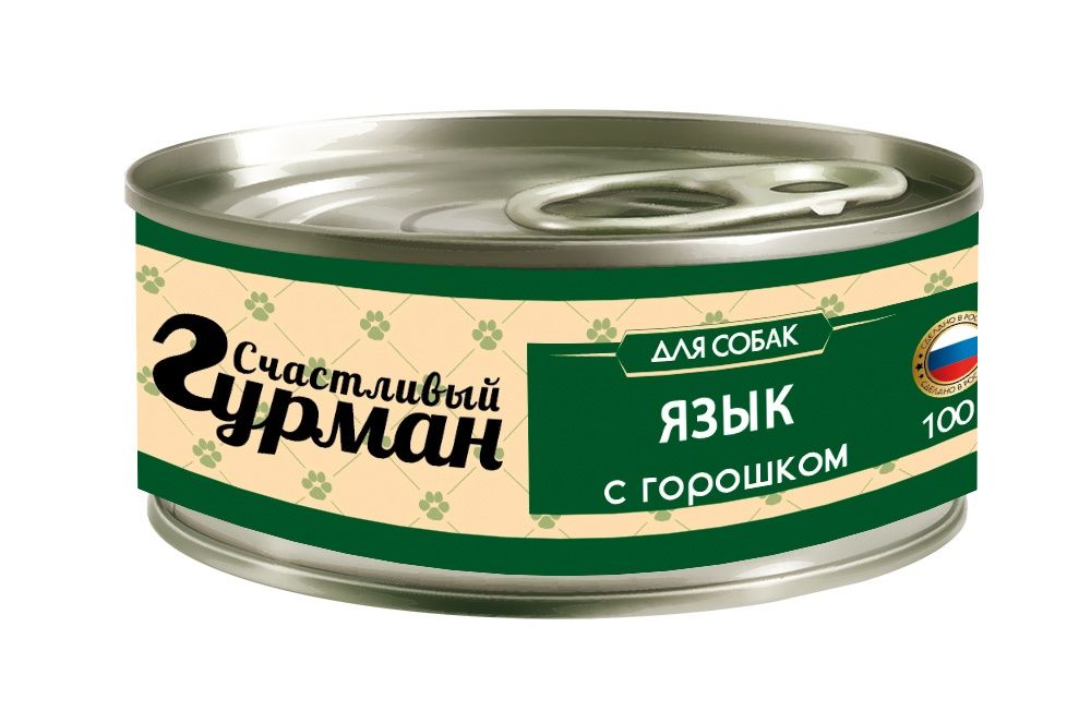 Корм для собак СЧАСТЛИВЫЙ ГУРМАН Мясное ассорти с языком и горошком банка