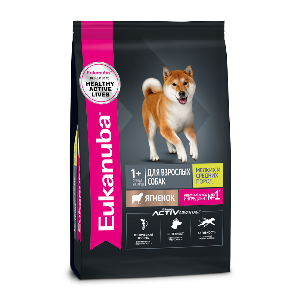 Корм для собак EUKANUBA для мелких и средних пород, ягненок сух.