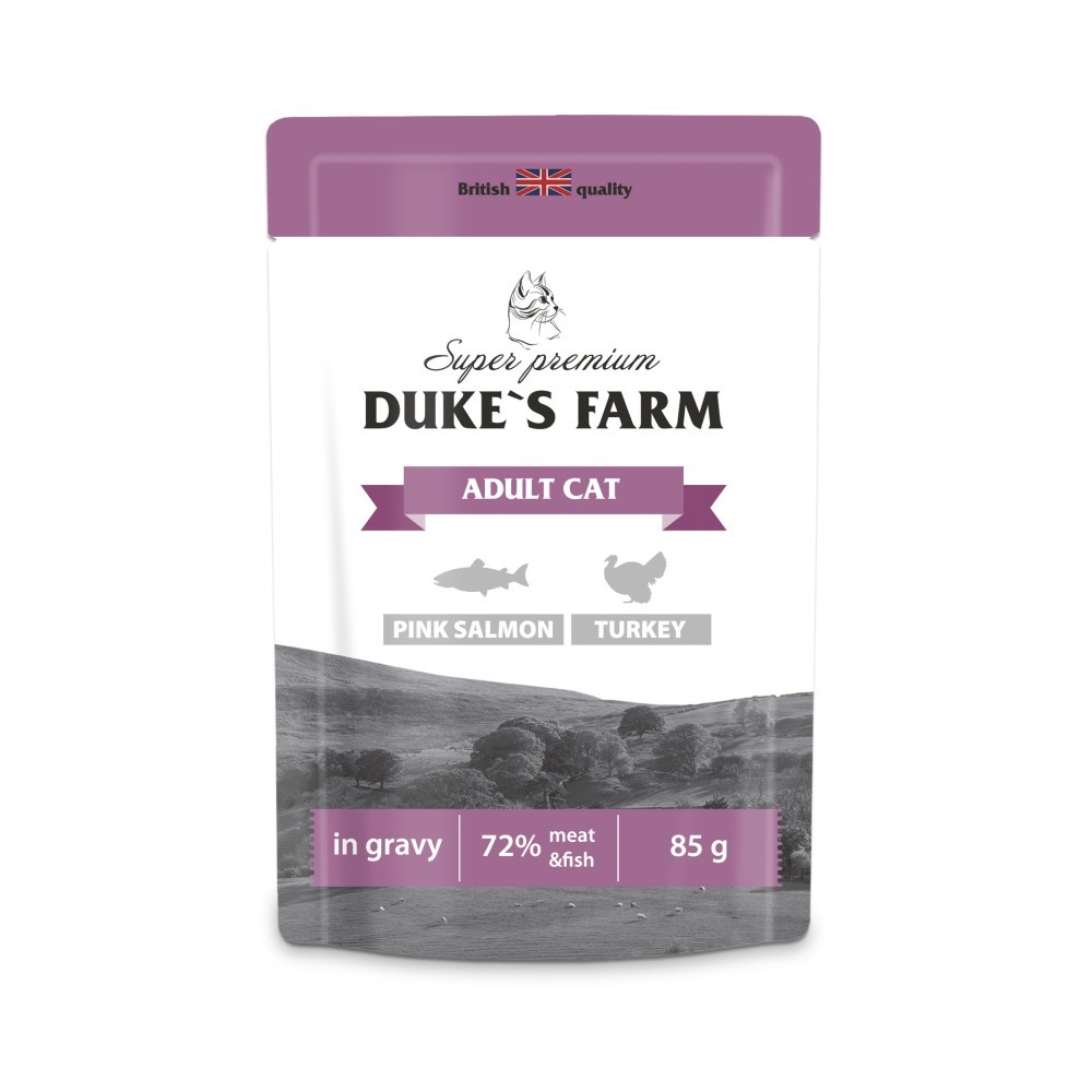 Корм для кошек DUKE'S FARM горбуша, индейка в соусе пауч
