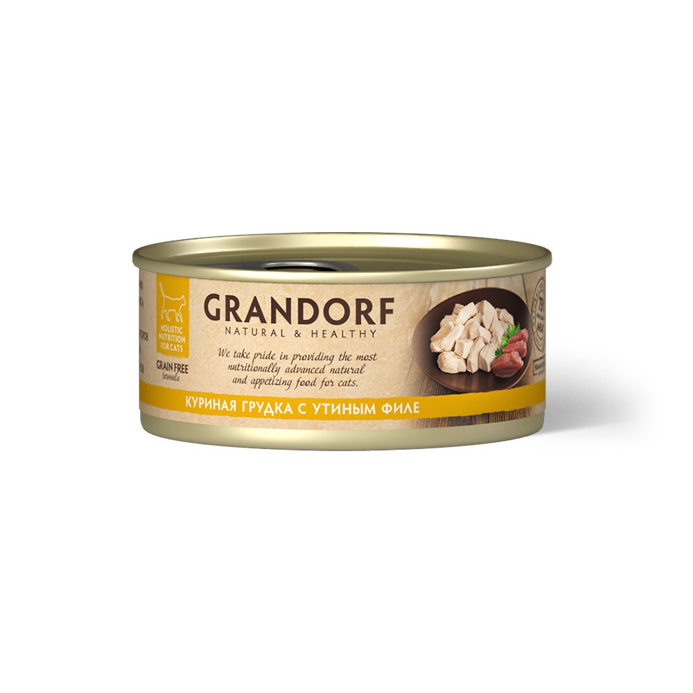 Корм для кошек GRANDORF Куриная грудка с утиным филе конс.