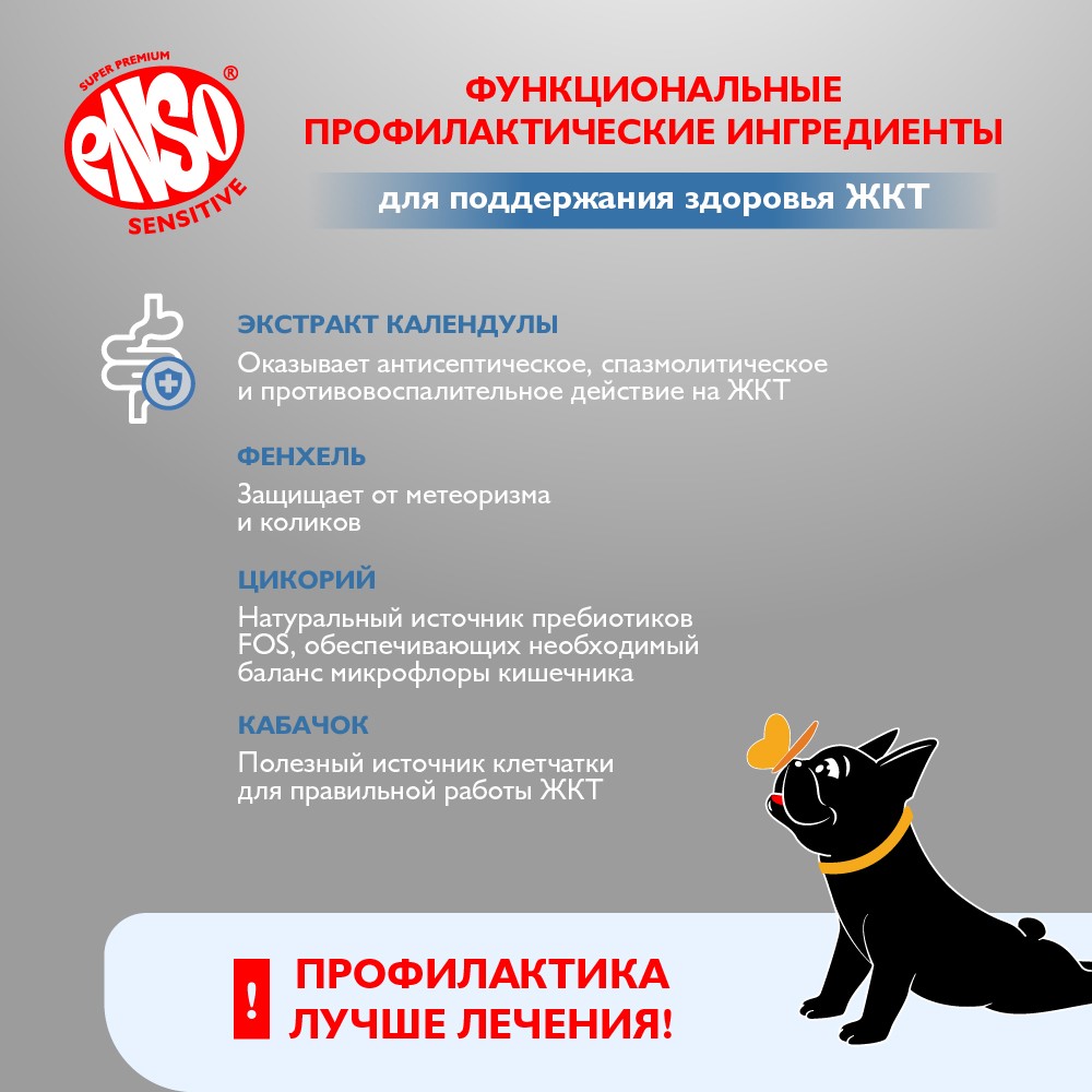 Корм для собак ENSO Sensitive рубл.филе телятины с гречкой и кабачком банка