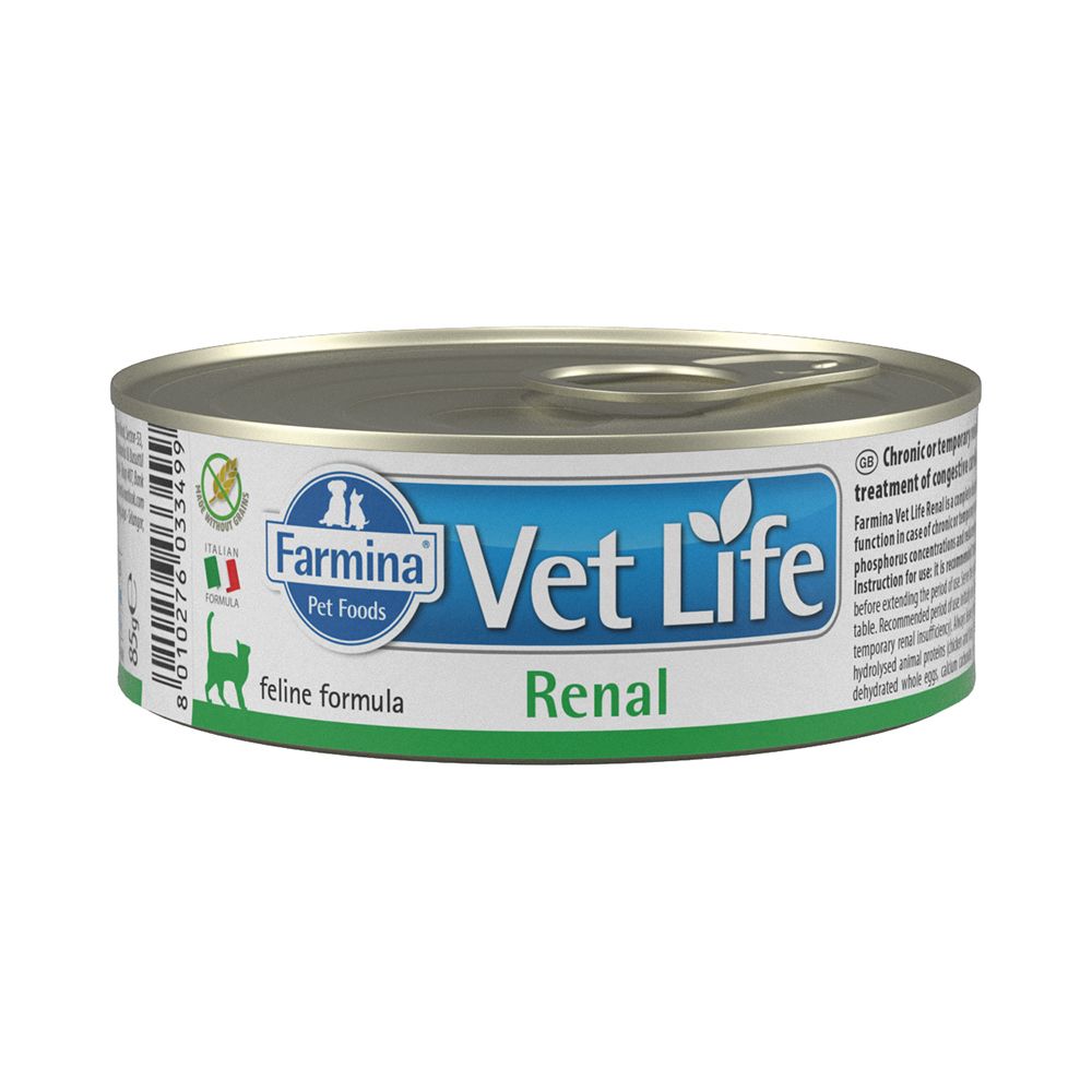 Корм для кошек FARMINA Vet Life Renal при почечной недостаточности паштет банка