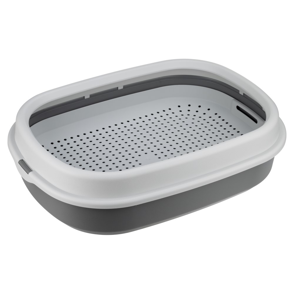 Туалет для кошек FOXIE Classic с сеткой и бортом 48х35,5х13см смоки
