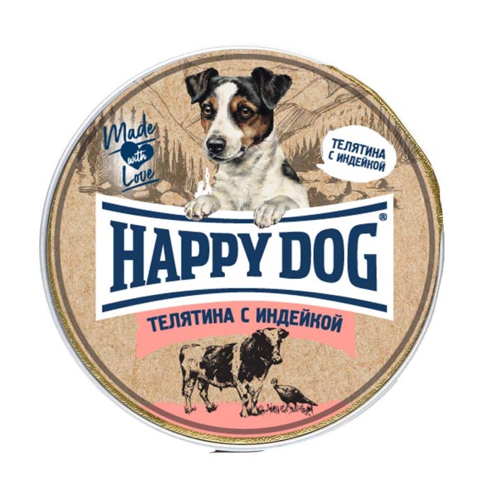 Корм для собак HAPPY DOG Natur Line Телятина с индейкой паштет ламистер