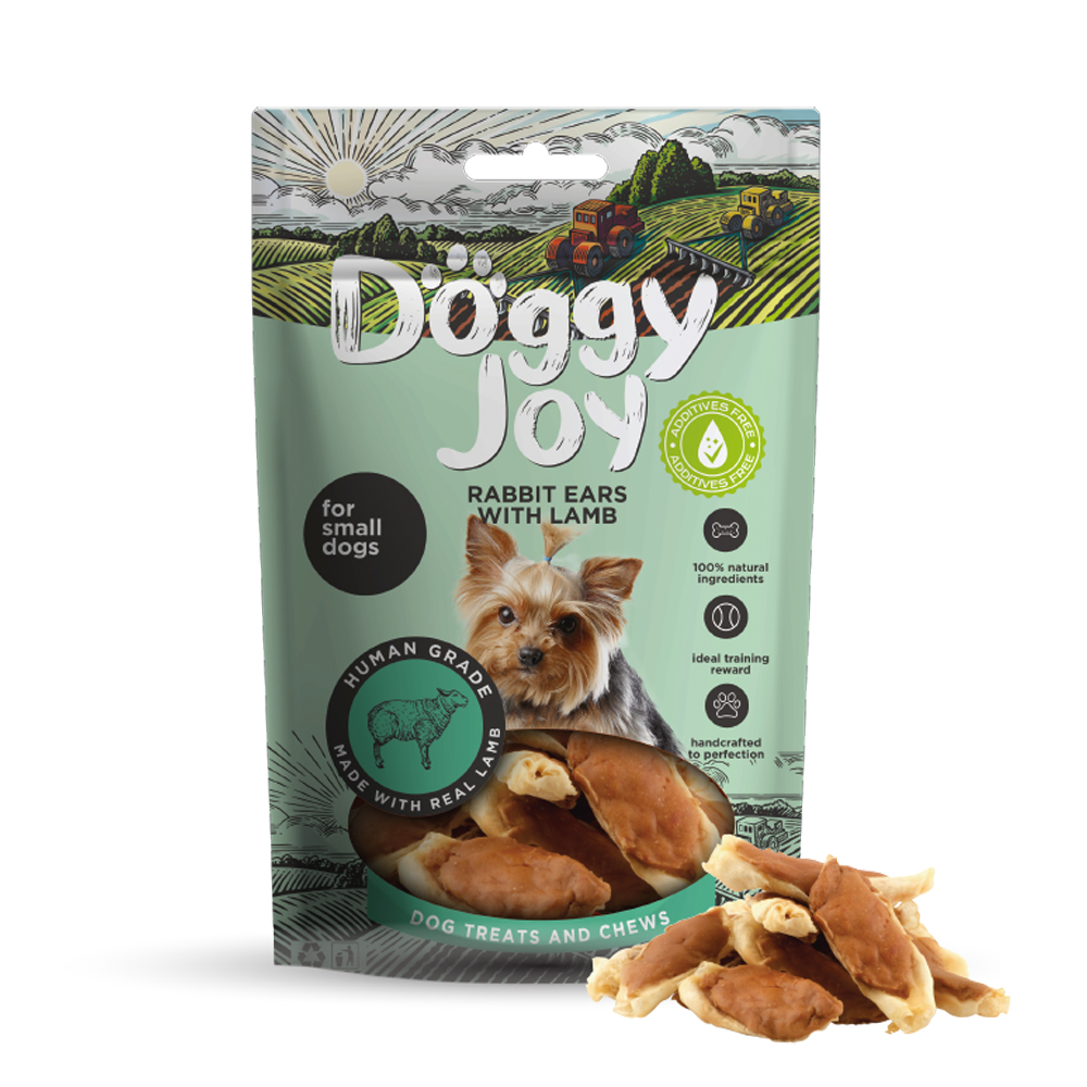 Лакомство для собак DOGGY JOY 50799 для мелких пород Кроличьи ушки с бараниной
