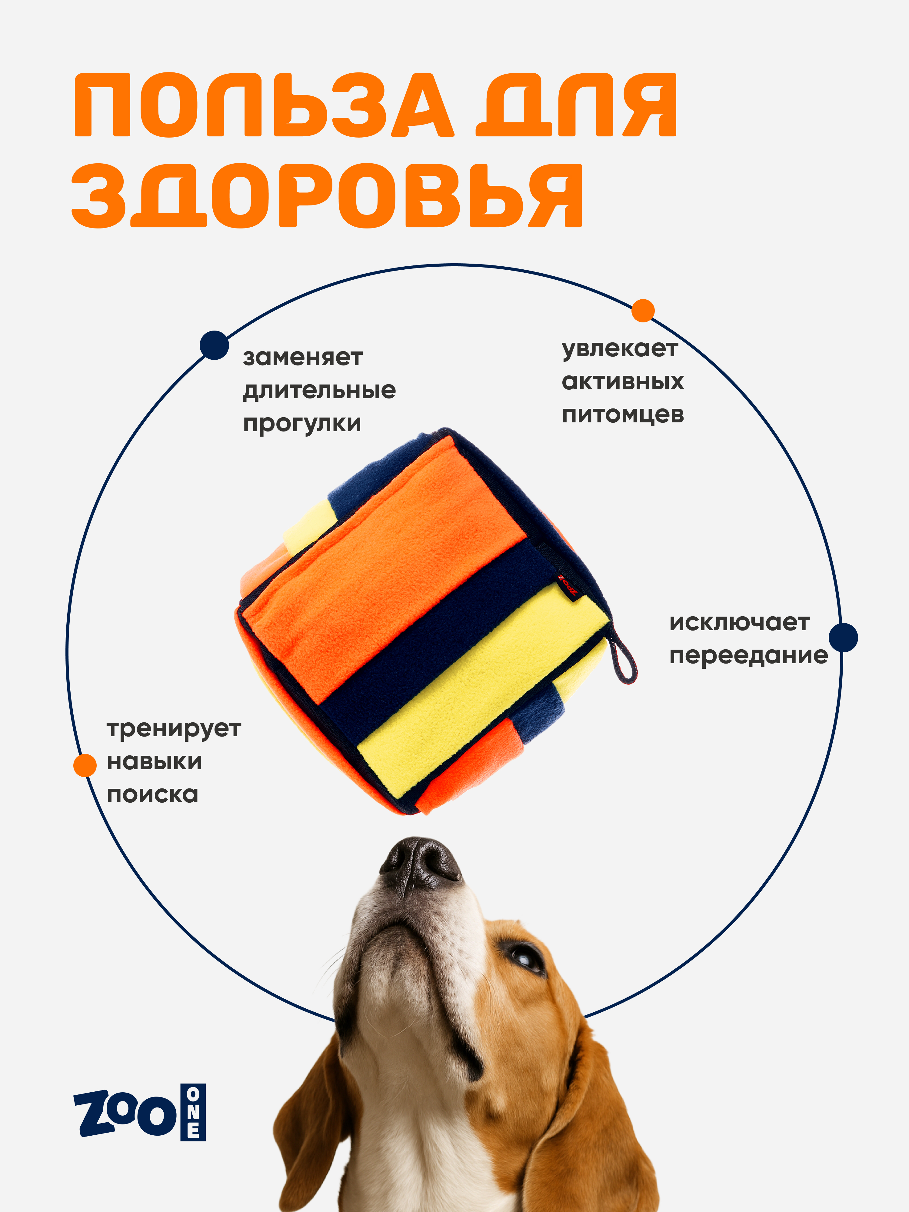 Игрушка для собак ZOO ONE Нюхательный кубик 15х15см