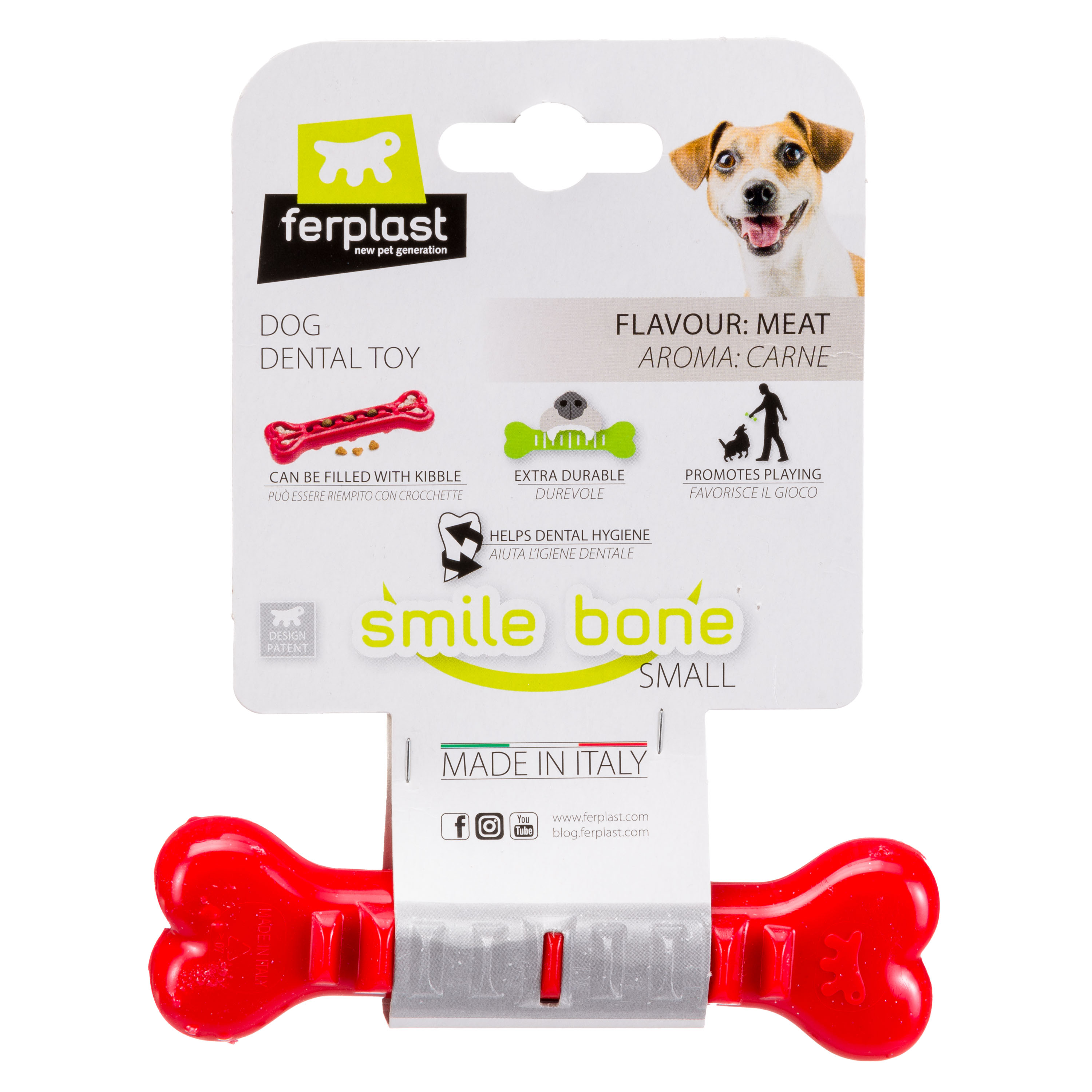Игрушка для собак FERPLAST стомат. Smile S кость из термопл.полиуретана, прочн., с аром.мяса, 12,6см