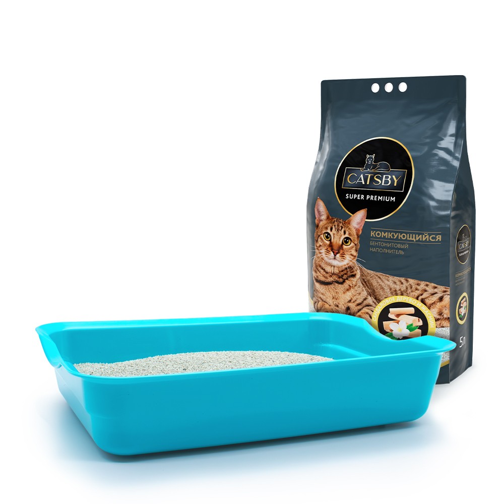 Наполнитель для кошачьего туалета CATSBY Sandalwood&jasmine комкующийся минеральный 5л