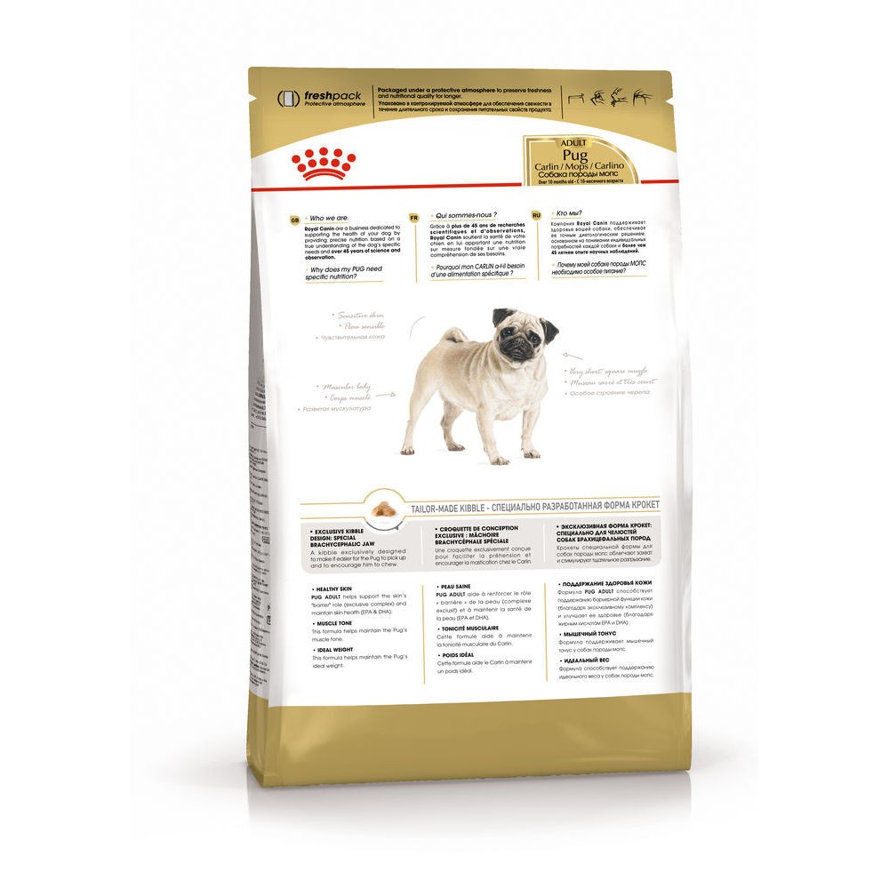 Корм для собак ROYAL CANIN Pug Adult сухой для породы мопс от 10 месяцев сух.