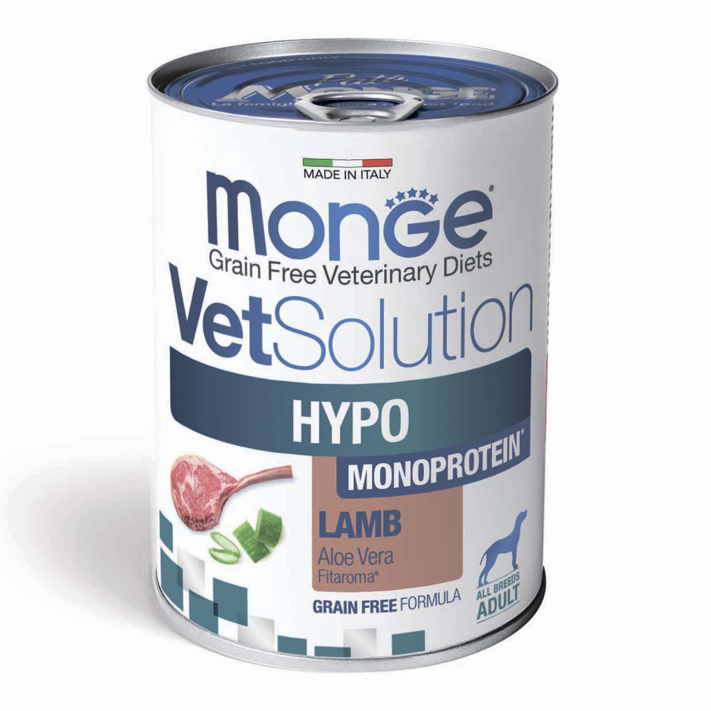Корм для собак MONGE VetSolution Dog Hypo Monoprotein Lamb при пищ.непереносим., ягненок банка