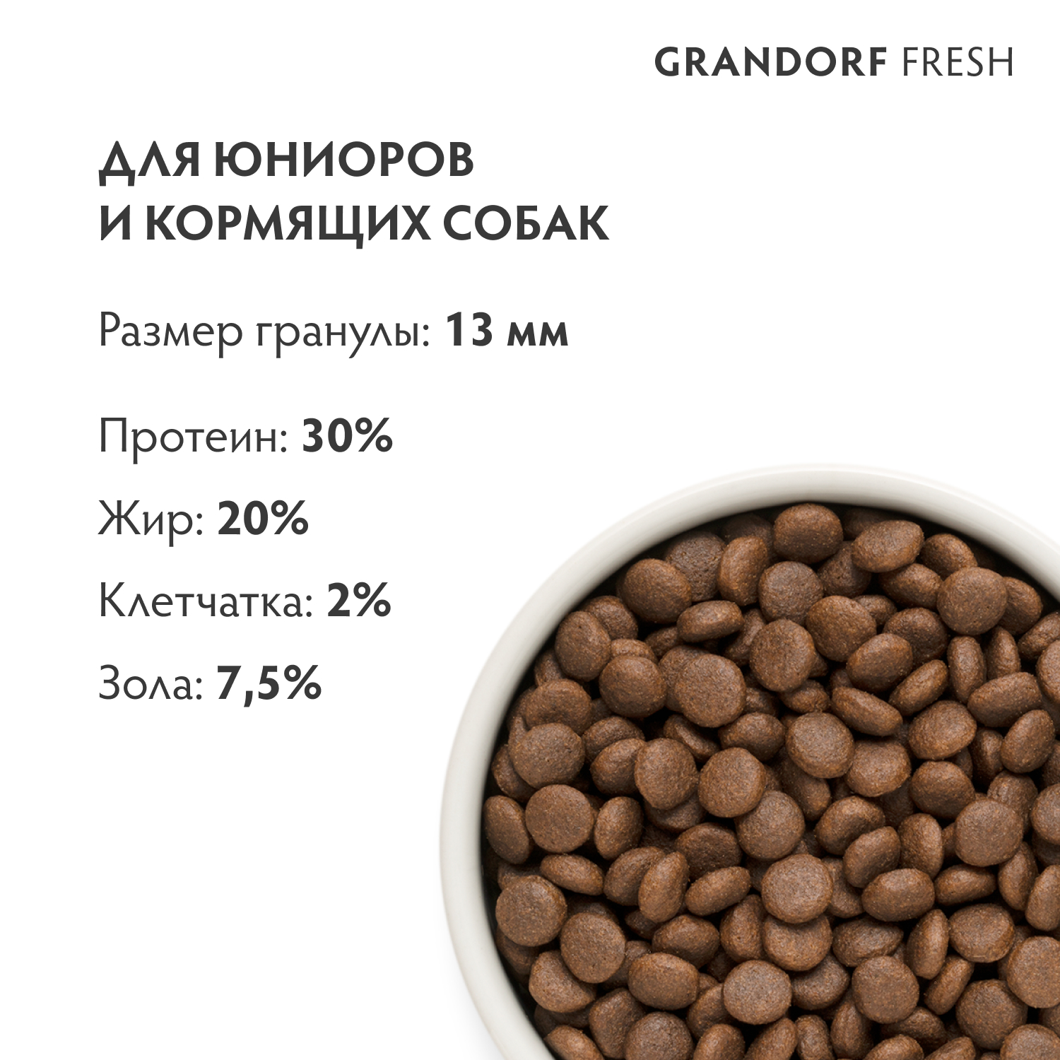 Беззерновой корм с живыми пробиотиками для молодых собак GRANDORF Fresh Dog Свежее мясо ягненка с бататом сух.