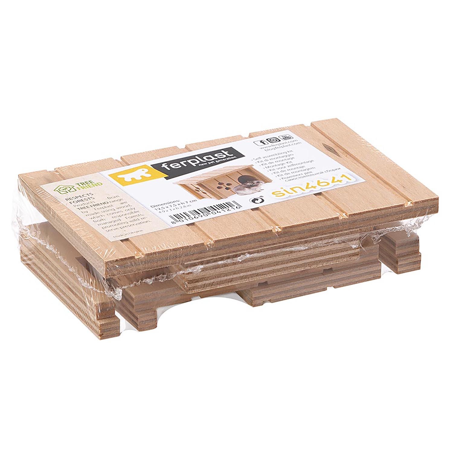 Домик для грызунов FERPLAST SIN 4641 деревянный 12,5x7,5x7см