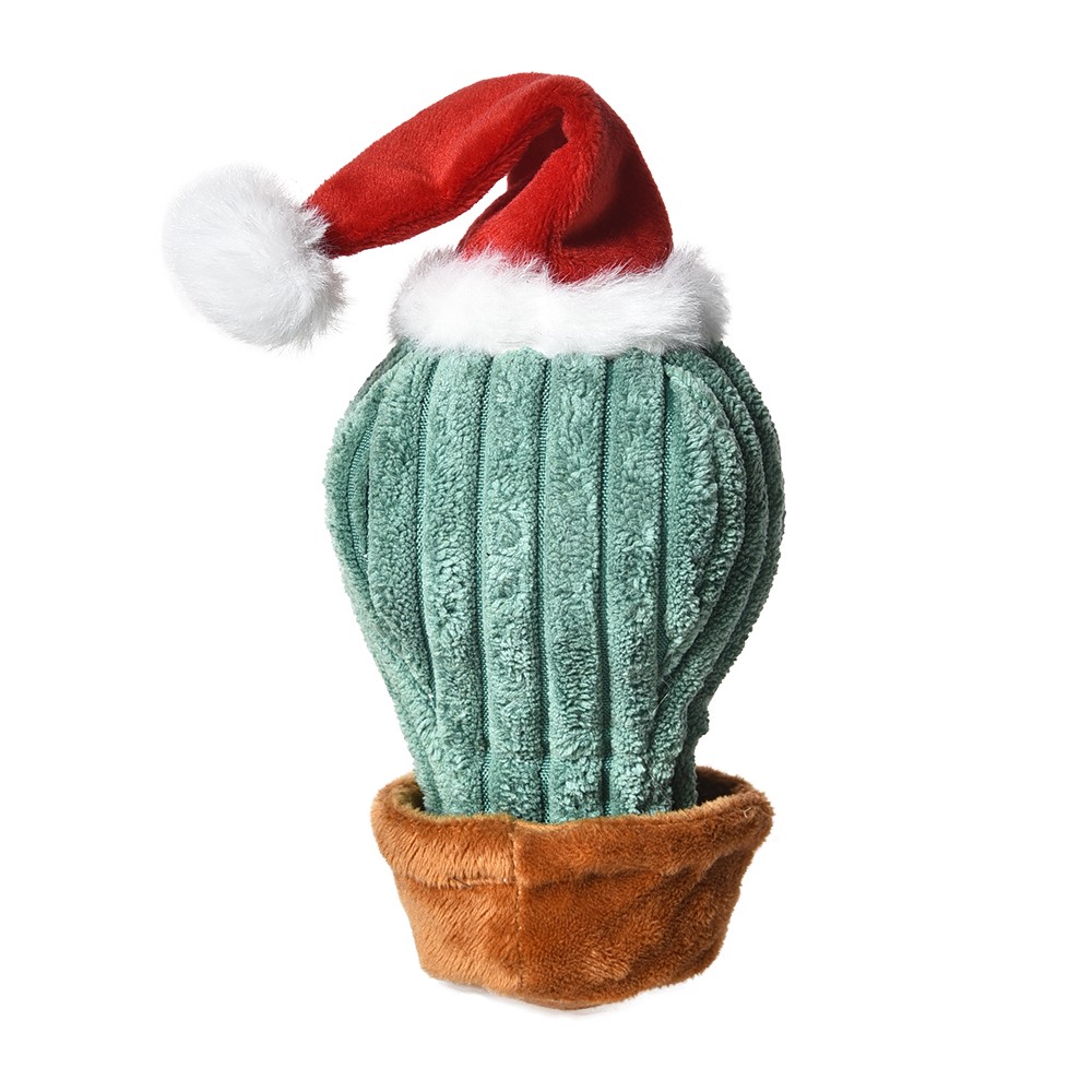 Игрушка для собак FOXIE New Year cactus Кактус с шапочкой и пищалкой 7,5х25см