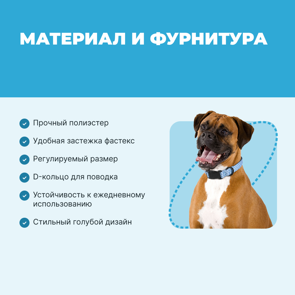 Ошейник для собак FOXIE Fish M 2,0х35-55см голубой