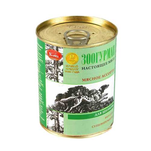 Корм для щенков ЗООГУРМАН Мясное ассорти телятина нежная банка
