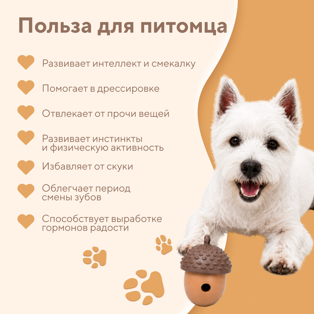 Игрушка для собак FOXIE Желудь для лакомств 8,8х12,1см