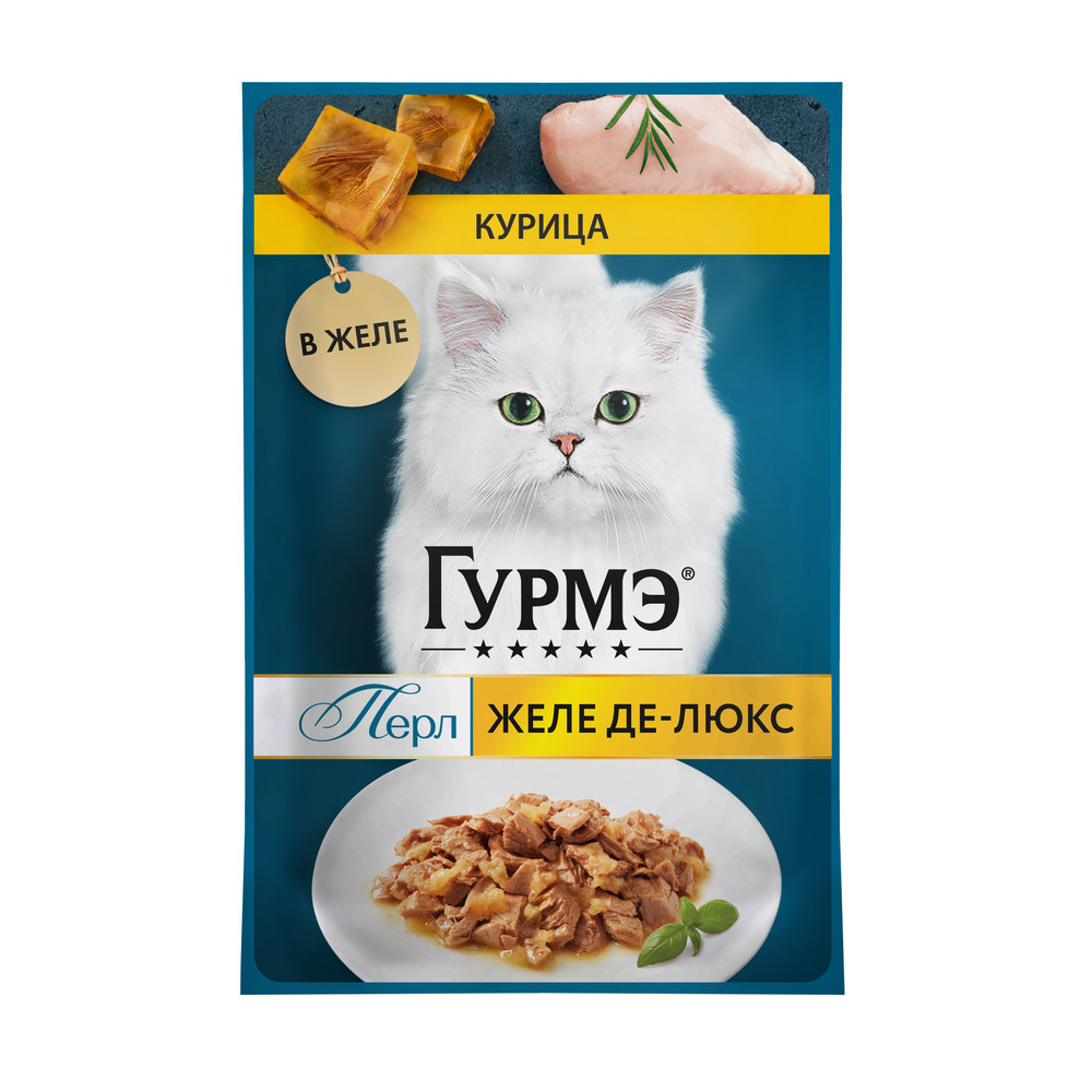 Корм для кошек ГУРМЭ Желе Де-Люкс с курицей в желе пауч