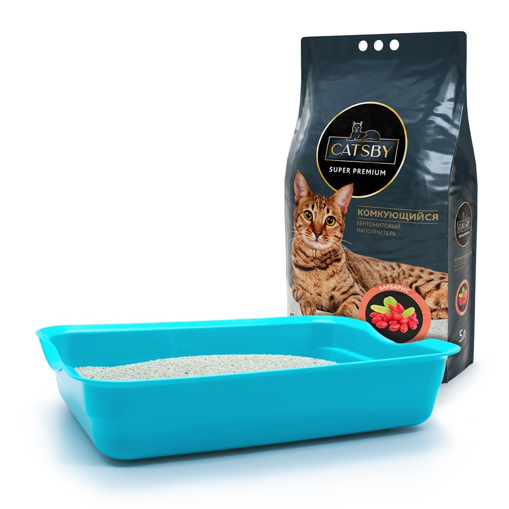 Наполнитель для кошачьего туалета CATSBY Barberry комкующийся минеральный 5л