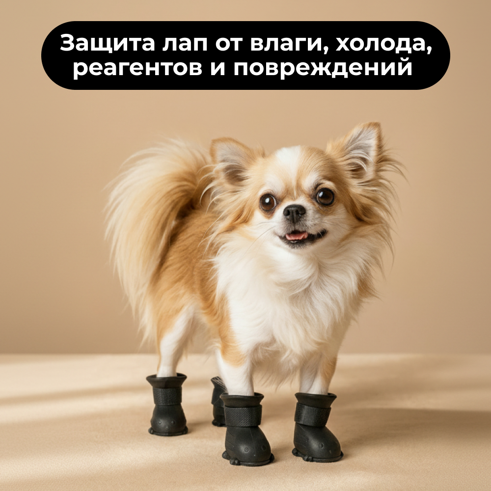 Ботинки для собак FOXIE Rain S 4х3х5,5см черные