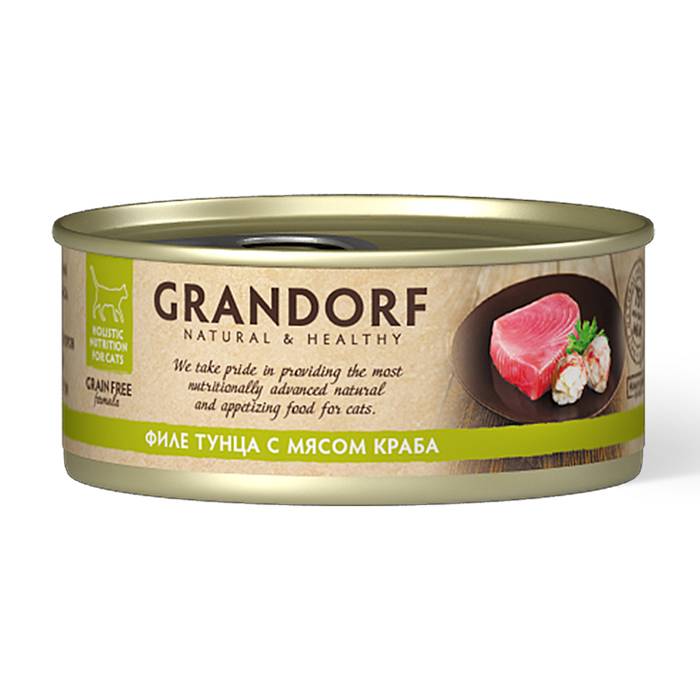 Корм для кошек GRANDORF Филе тунца с мясом краба банка