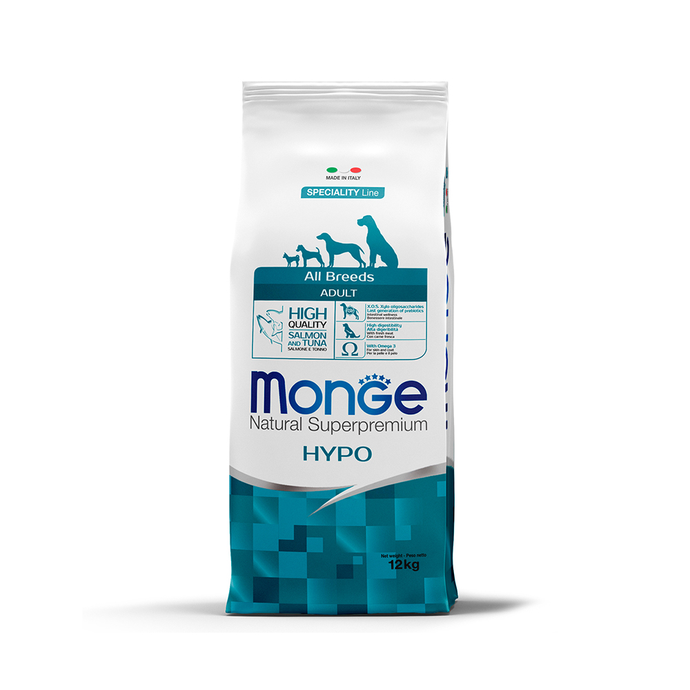 Корм для собак MONGE Dog Speciality Hypoallergenic гипоаллергенный, лосось, тунец сух.