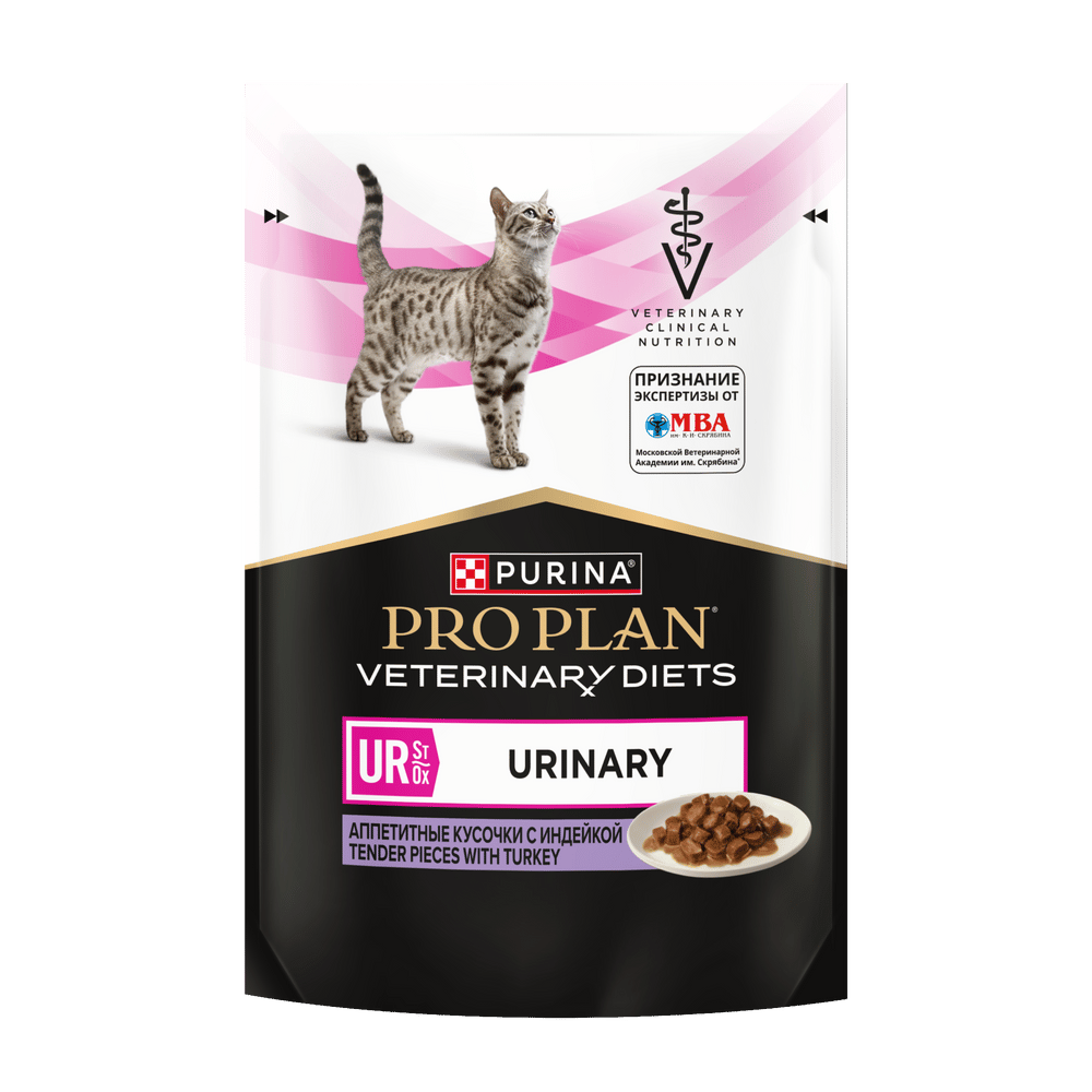 Корм для кошек PRO PLAN Veterinary Diets UR ST/OX Urinary при болезн.мочевыв.путей, индейка пауч