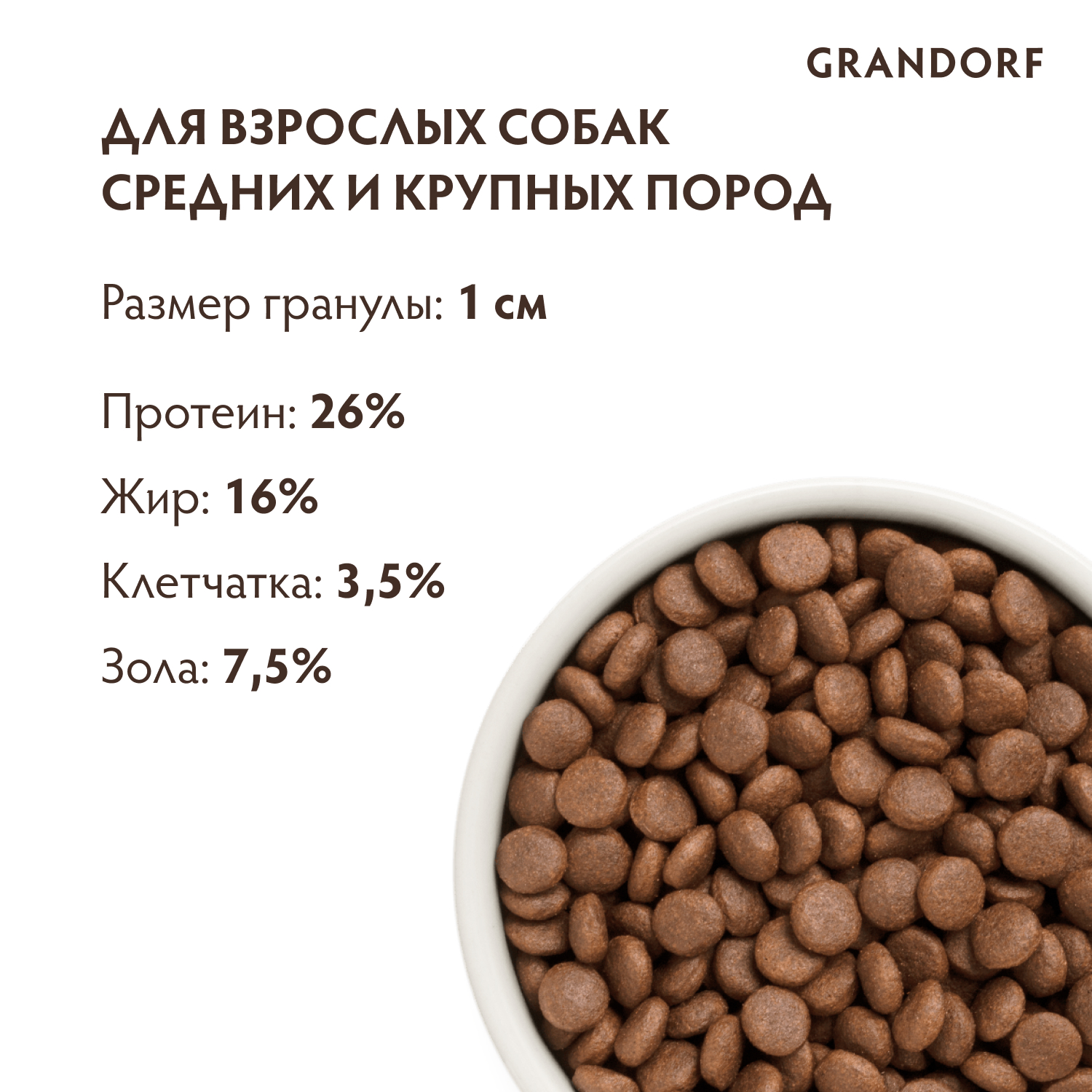Корм для собак GRANDORF для средних и крупных пород, утка с индейкой сух.
