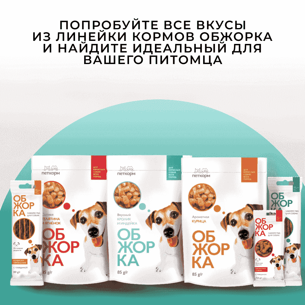 Корм для собак ОБЖОРКА кусочки в соусе с кроликом и индейкой пауч