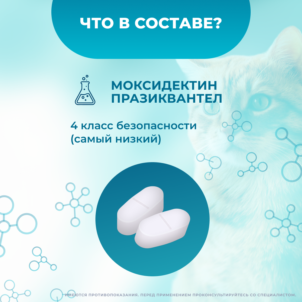 Таблетки для кошек более 4кг ГЕЛЬМИНТАЛ против глистов 2шт