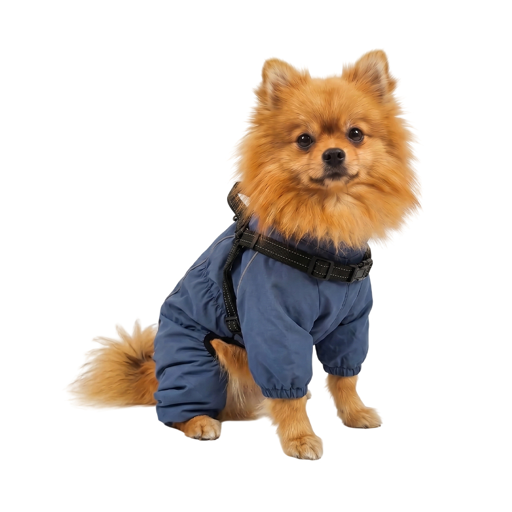 Дождевик-комбинезон для собак FOXIE Barking Blue S со шлейкой (длина спины 30см) синий