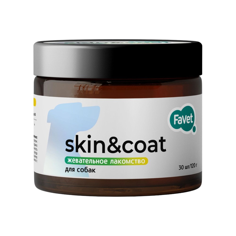 Функциональное лакомство FAVET MultivitaminDog Soft Chews для кожи и шерсти для собак, 120г