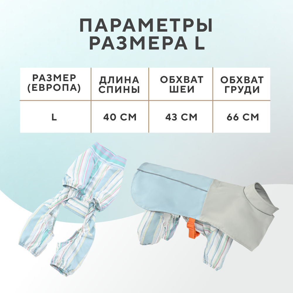 Дождевик-комбинезон для собак FOXIE Storm&Shine трансформер L (длина спины 40см) голубой