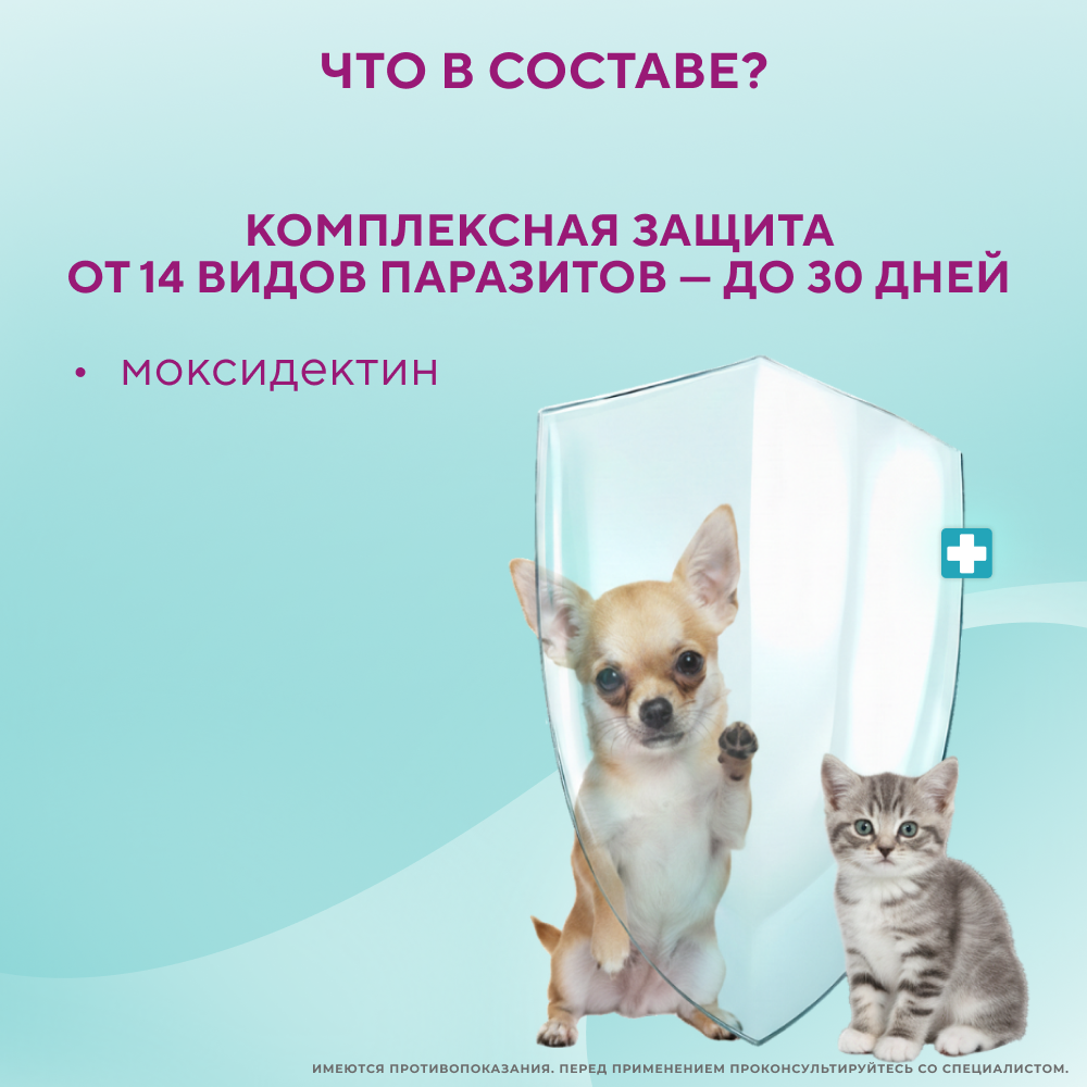 Капли на холку для кошек и собак INSPECTOR mini от клещей, блох и глистов 0,5-2кг