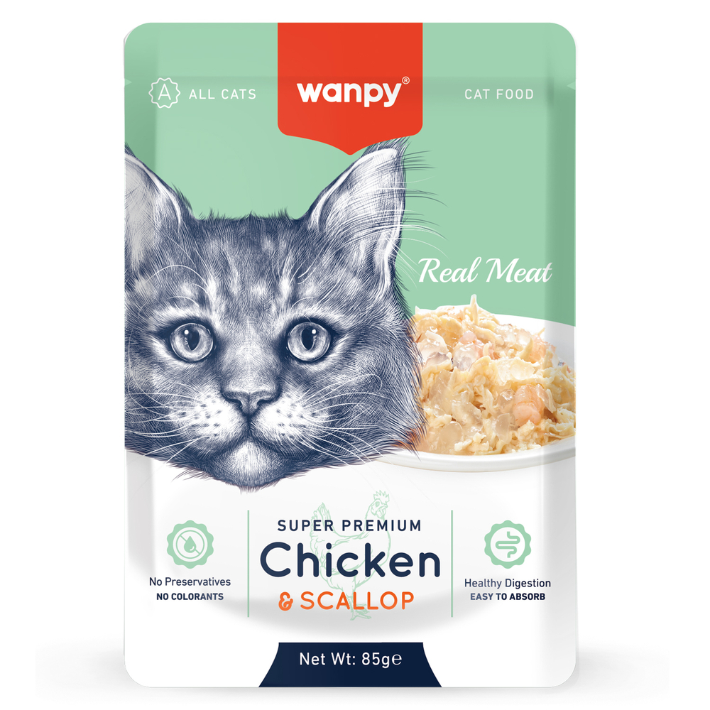 Корм для кошек WANPY Cat курица с гребешком пауч
