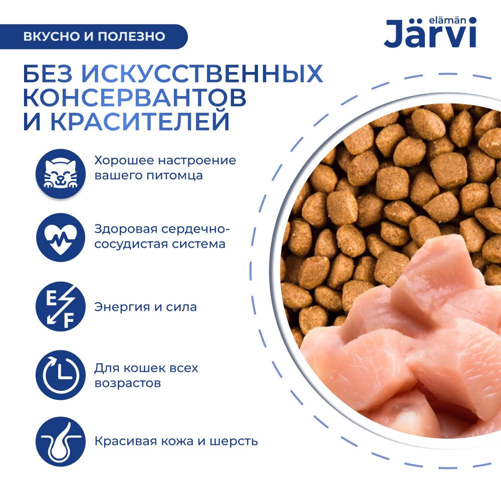 Корм для кошек JARVI Курица сух.