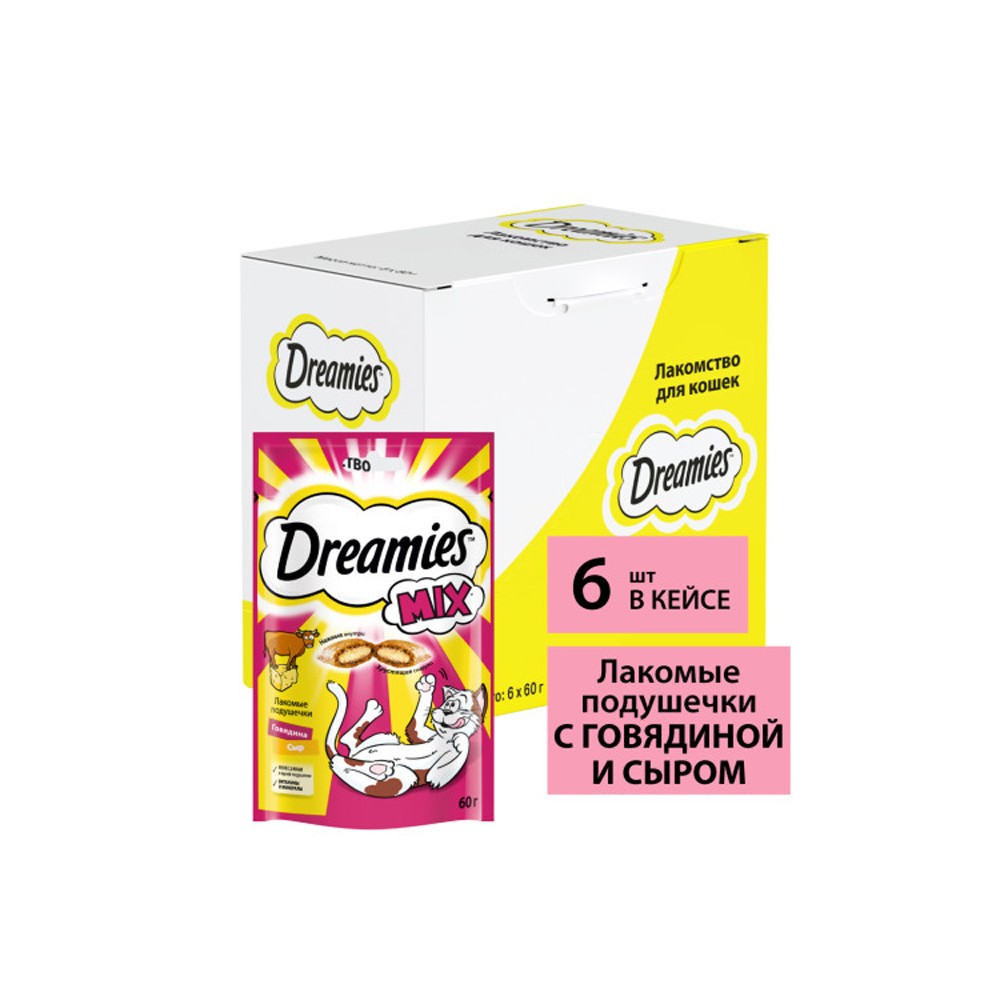 Лакомство для кошек DREAMIES говядина и сыр