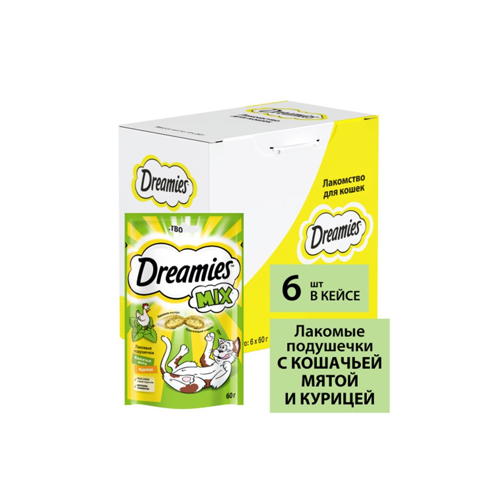 Лакомство для кошек DREAMIES Микс с курицей и мятой