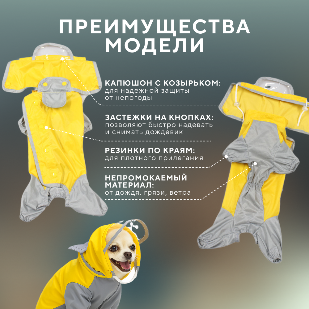 Дождевик для собак FOXIE Harmony желтый