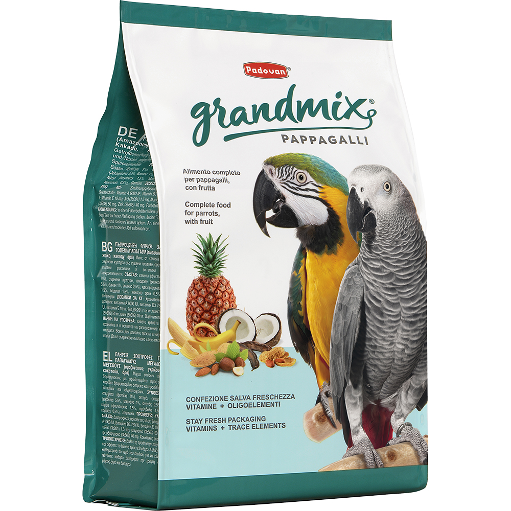 Корм для птиц PADOVAN Grandmix Pappagalli основной для крупных попугаев комплексный